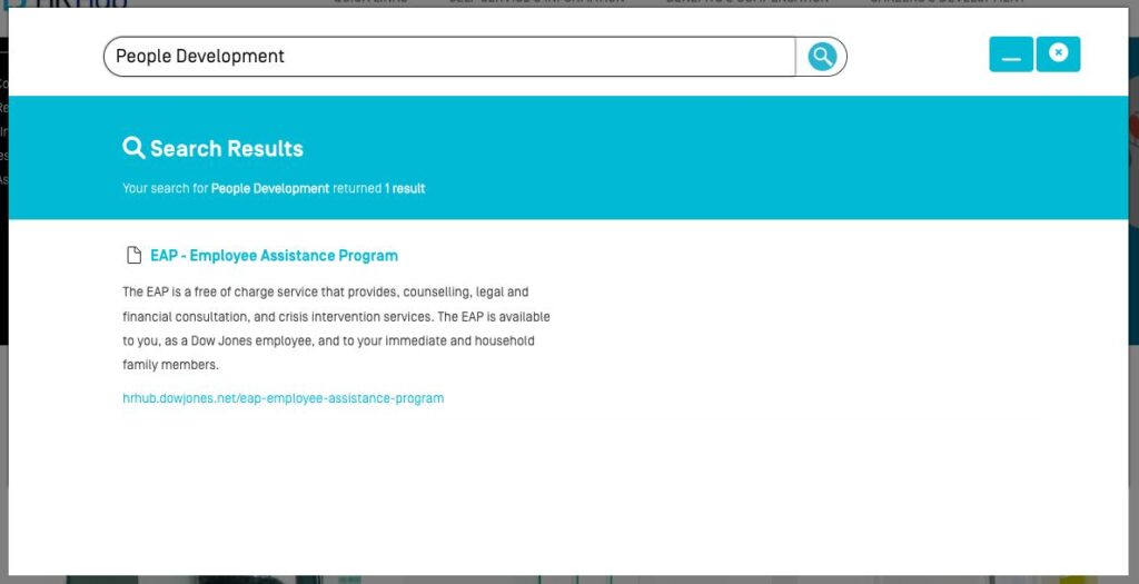 Quick search popup result form 