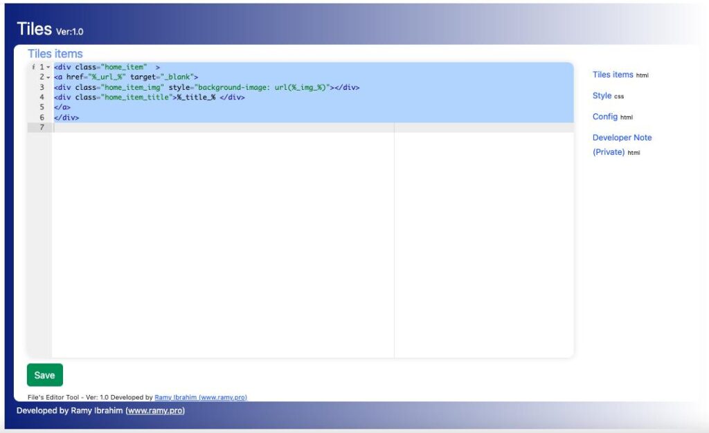 Blocks template editor