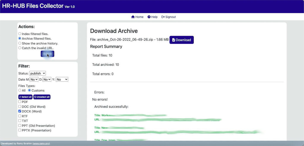 Fles collector - Archive files