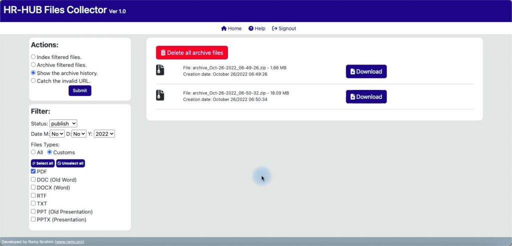Fles collector - Archive history