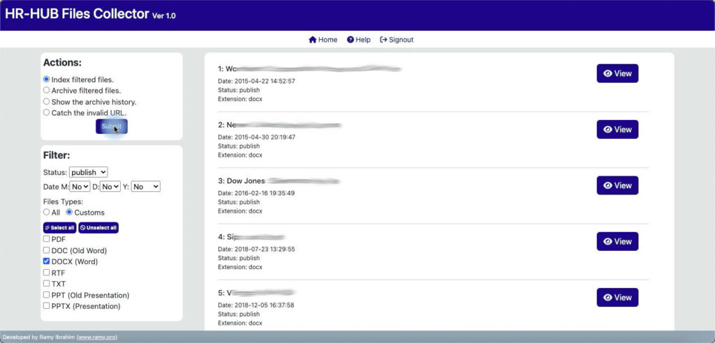 Fles collector - Index files